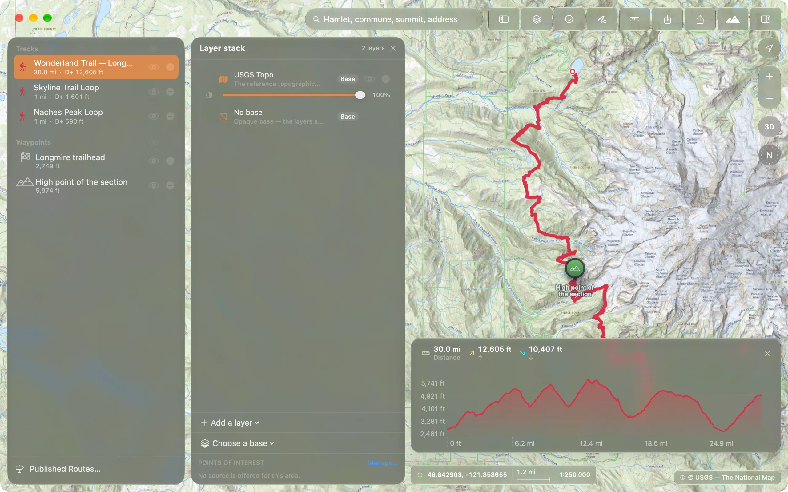 Balise's layer stack, with Plan IGN at 100% opacity and its slider.
